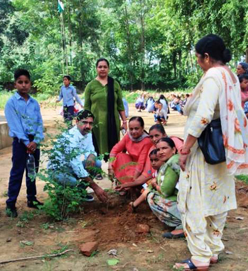 Planting saplings on Independence Day at Changnoli School