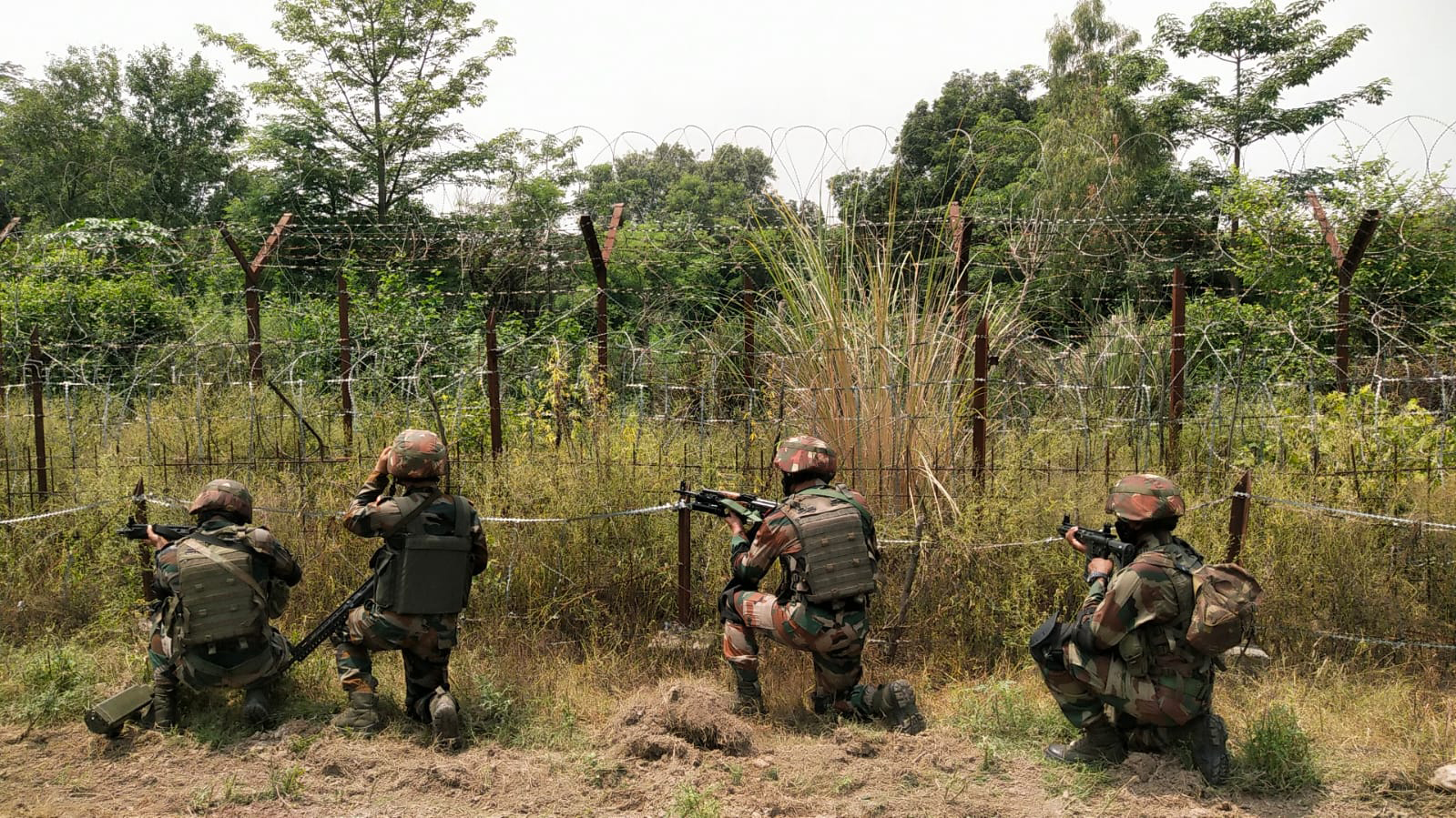 Army soldiers patrolling ahead of the 75th Independence Day in LOC