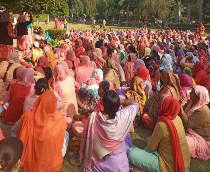 Anganwadi Workers and Helpers Protest
