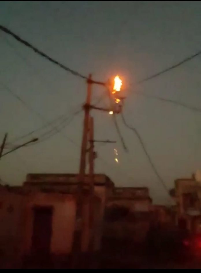 Fire On Pole in Village Karor