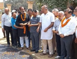 Foundation stone of Assandh road construction work