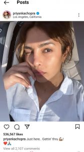 Priyanka Chopra Shared Selfie