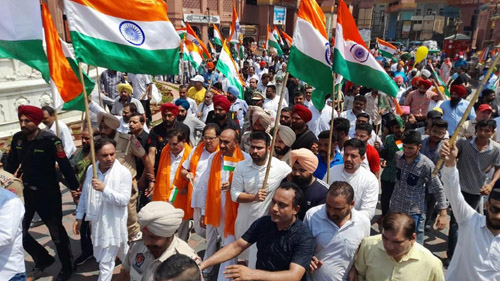 Congress Took Out Tricolor Yatra On Foot
