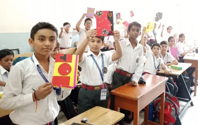 Children participated in card making competition on Teacher's Day