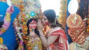 Organizing worship of Maa Durga in the Bengali colony of Karnal
