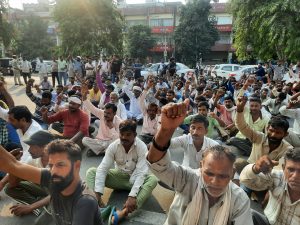 Cleaning workers strike