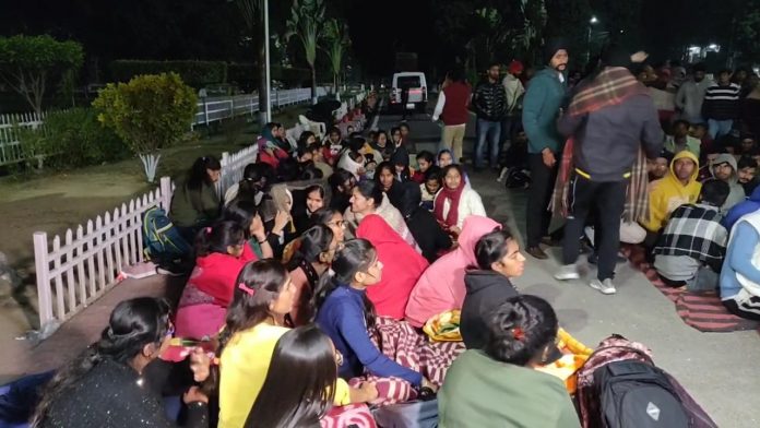 Kurukshetra University students demonstrated for their demands