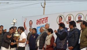 Crowd gathered to welcome Bharat Jodo Yatra in Karnal