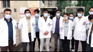 Resident students of Kalpana Chawla Medical College expressed their anger by tying black bands