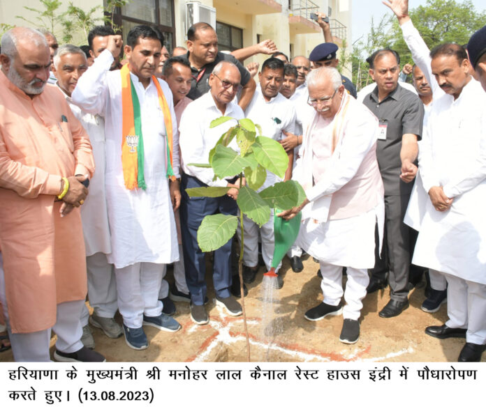 मुख्यमंत्री ने इंद्री के विश्राम गृह परिसर में किया पौधारोपण