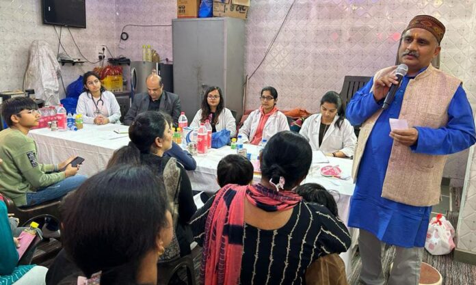 Pediatric health camp organized in Radha Raman temple