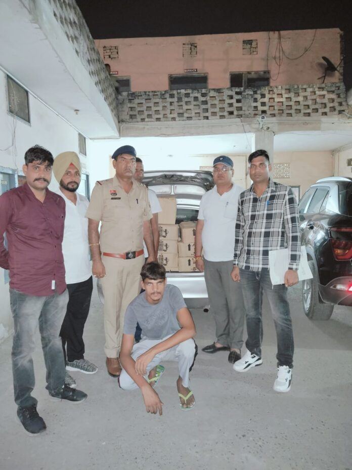 35 boxes of illegal country liquor recovered from the car one accused arrested