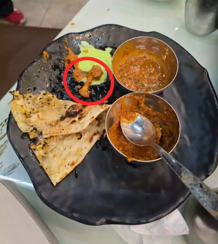 Customers were shocked after finding bones in vegetarian food at the restaurant