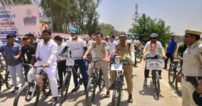 Jind News : बिधराना के रास्ते जींद पहुंची साइक्लोथॉन यात्रा