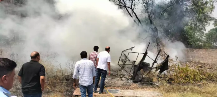 Fire broke out in the forest behind Hotel Velvet Clerk, the fire department team reached the spot and controlled the fire