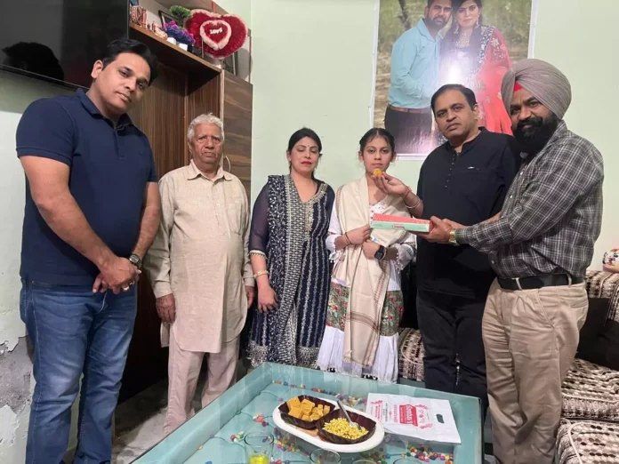 Smriti Verma, who came first in the district, was felicitated by the Lions Club