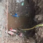 A pit dug in front of the shops for 6 days is waiting for an accident