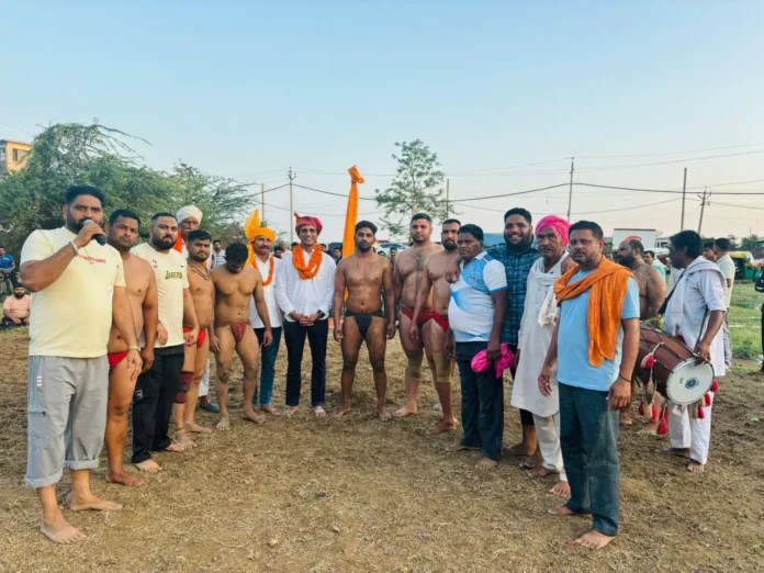 A wrestling competition was organized by Sukhdev (Debi) wrestler Behera in Rampur Sainian village of Derabassi