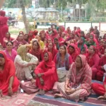 Asha workers staged a protest against pending salary and harassment of Asha workers