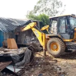 DTP launched a yellow paw on the construction of an illegal colony being developed on six acres including a property dealer office in Rudh