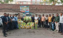 Donated ration material for the food distribution to be held in Kedarnath