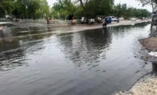 Due to release of contaminated sewer water on the main road, the road turned into a lake, there is a fear of epidemic spreading