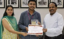 Arya College student Nitish got first prize in national essay writing competition