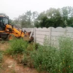 DTP's bulldozer ran on the construction of illegal colony in Rewari city's green belt and Panchaur