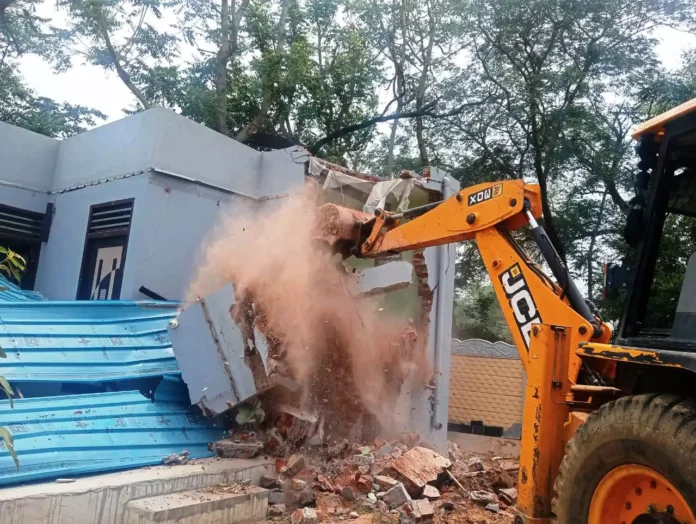 DTP's yellow paw came on the construction of illegal colony being developed on four acres in Dohki