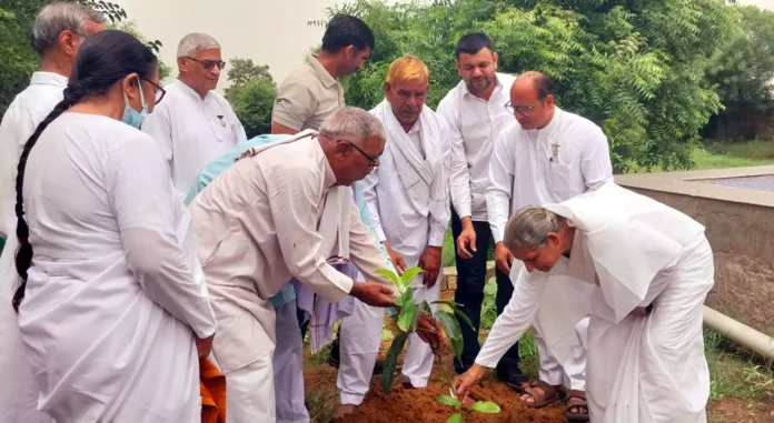 Health camp organized under Mera Bharat Swasth Bharat Abhiyan and tree plantation done