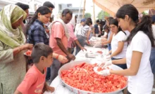 Helpage Orphans fed 2,500 people free watermelon