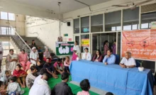 Officials giving information on International Day against Drug Abuse and Illicit Trafficking