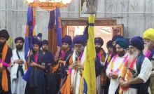 The Gurdham Yatra, which set out to propagate the teachings of Shri Guru Teg Bahadur Ji, was welcomed on reaching Gurdwara Manji Sahib