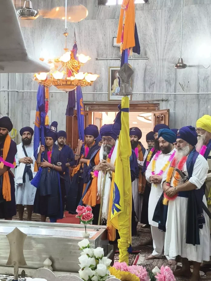 The Gurdham Yatra, which set out to propagate the teachings of Shri Guru Teg Bahadur Ji, was welcomed on reaching Gurdwara Manji Sahib