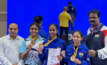 13-year-old Arya from Sounda brought laurels to her name by winning silver medal in International Batumi Wushu Competition