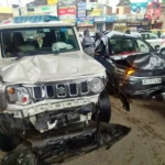 A speeding car hit two vehicles parked at Patiala light point, three injured
