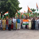Patriotic slogans were raised during the Tiranga Yatra taken out at IGU