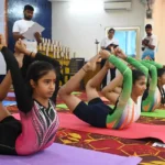 Players showed their strength in the fifth district level yoga sports competition