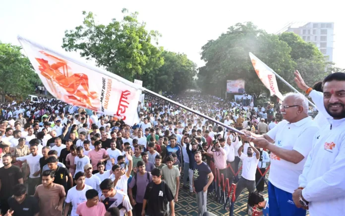 Over 10,000 young people in Gurugram participated in the Namo Yuva Run, spreading the message of a drug-free society.