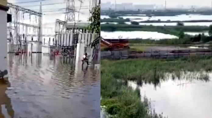 Sabi river in Gurugram is in spate, water filled in nearby society