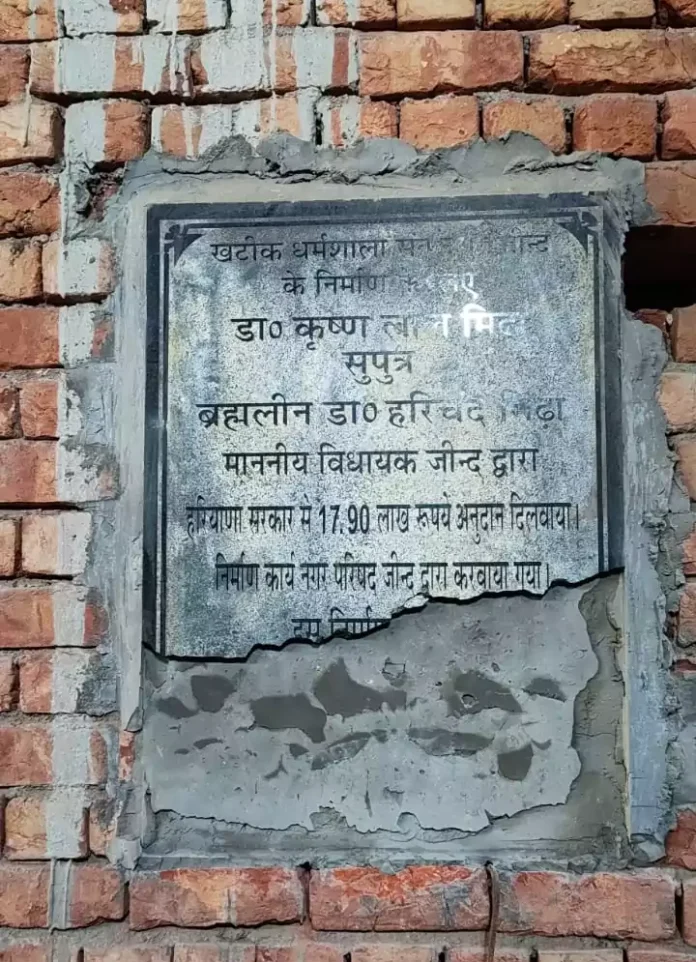 Jind News : खटीक धर्मशाला में दो लोगों ने मचाया उत्पात, तोड़ा डिप्टी स्पीकर का शिलान्यास पत्थर