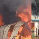 A fire broke out in a clothing warehouse near Binola village.
