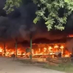 Fire breaks out in electric vehicles parked at Chhatbir Zoo.