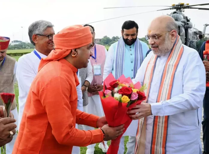 Mahant Balak Nath Yogi welcomed Union Home Minister Amit Shah and Chief Minister Naib Saini at Baba Mastnath University campus.