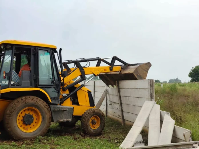 The yellow paw came into action against the construction of an illegal colony being developed on three acres. The yellow paw came into action against the construction of an illegal colony being developed on three acres.
