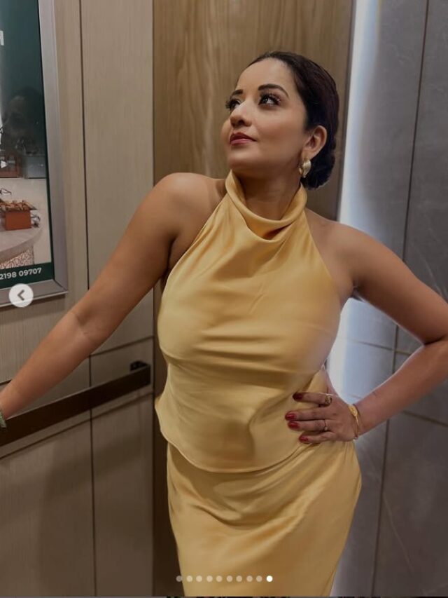 Monalisa Golden Glamorous Look: मोनालिसा का गोल्डन ग्लैमरस लुक वायरल