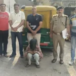 A young man was arrested at a checkpoint with a stolen auto rickshaw; the vehicle was recovered and he was sent to jail.