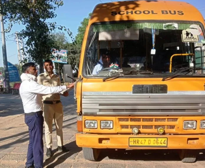 Tickets were issued to 20 school vehicles for violating traffic rules. Tickets were issued to 20 school vehicles for violating traffic rules.